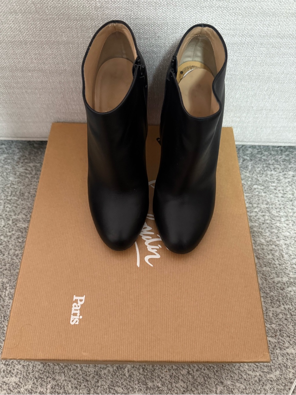 Christian Louboutin Black Leather Ankle Booties